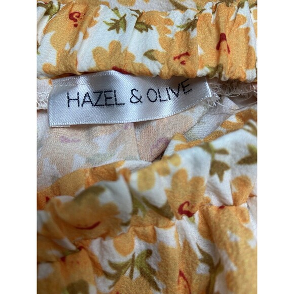 Hazel and Outlet Skirt Womens Medium Gold Red Floral Tiered Mini Ruffle - Picture 3 of 4